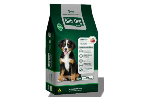 Ração Billy Dog Cães Filhotes Refeição Diária Carne e Batata-Doce