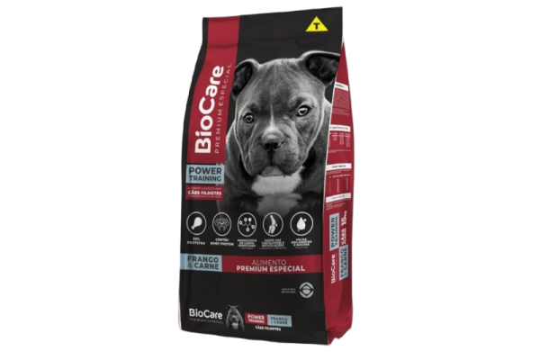 Ração BioCare Power Training Cães Filhotes Carne e Frango
