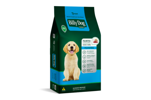 Ração Billy Dog Cães Filhotes Carne e Leite