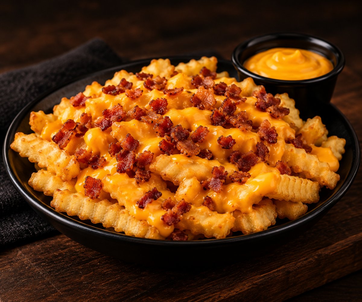 Porção de Fritas com Cheddar e Bacon - 500g