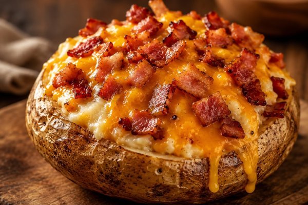 Batata Recheada De Franbacon e Cheddar