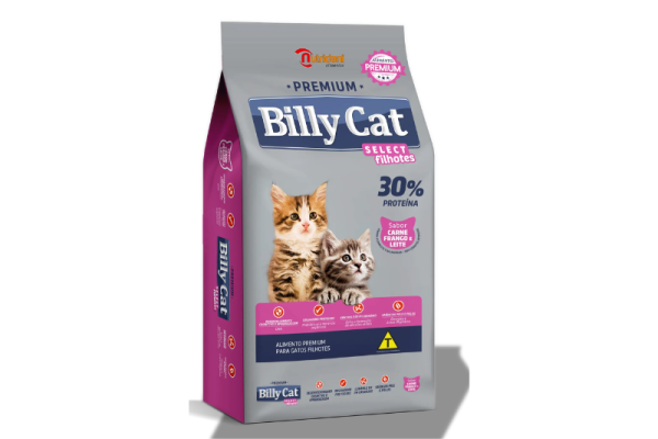 Ração Billy Cat Gatos Filhotes Carne Frango e Leite
