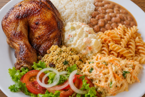 Sobrecoxa de frango assado