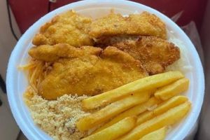 Filé de frango empanado com espaguete ao molho e batata frita