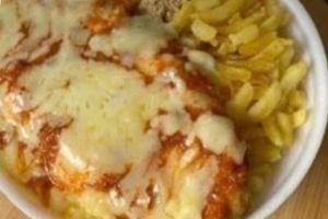 Bife a parmegiana com batata frita